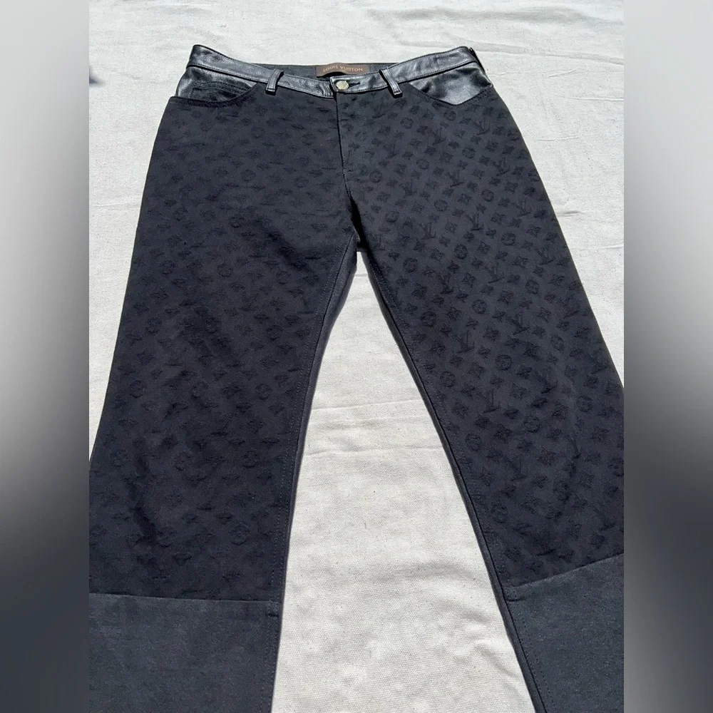 Louis Vuitton (Marc Jacobs Era) Monogram Logo Jeans w/ Leather Trim - FR/EU 38